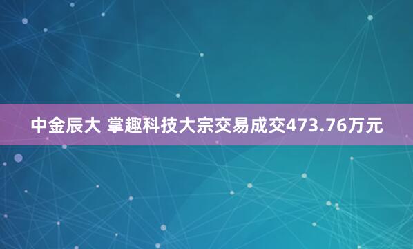 中金辰大 掌趣科技大宗交易成交473.76万元
